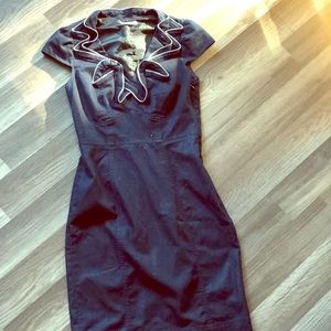 Navy Short Sleeve Sheath Dress
